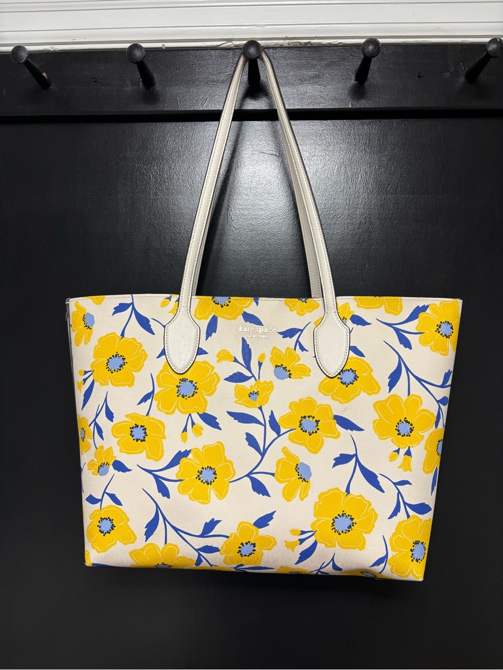 kate spade Cream Floral Tote with Yellow and Blue Flowers